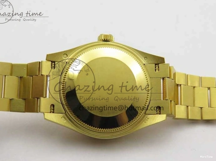 MiroTime 0408 Versatile Daydate 278288 31mm YG EWF Best Edition Green Malachite Dial Crystal Markers on YG President Bracelet ETA 2606